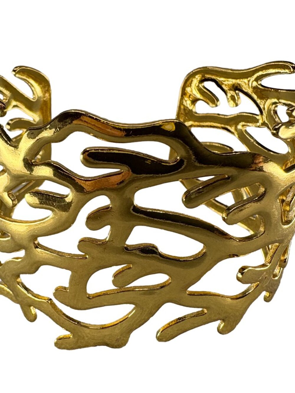 18K Gold Plated Stainless Steel Hollow Branch Cuff Bracelet Statement Bangle